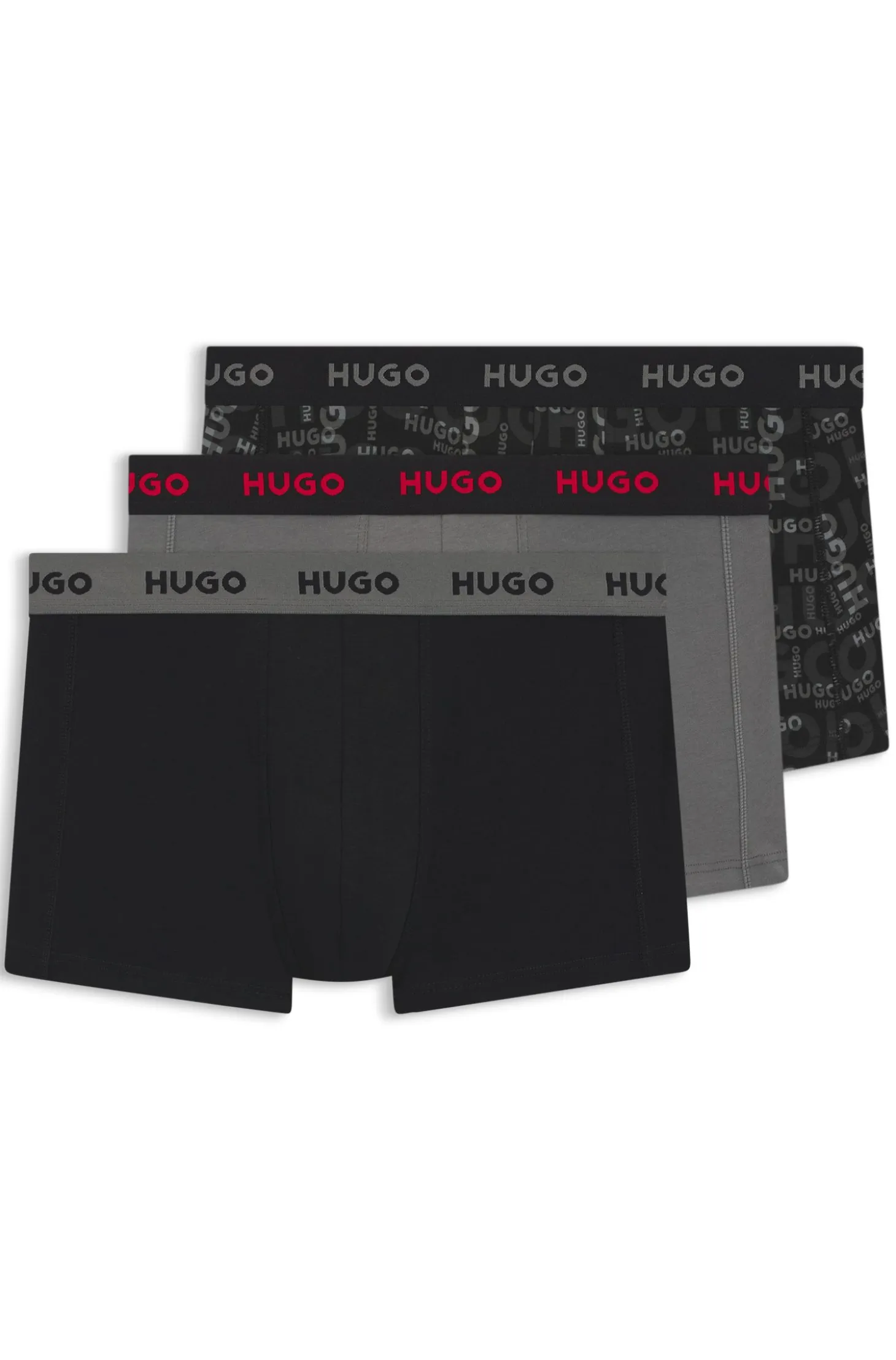 Three-pack of logo-waistband trunks in stretch cotton