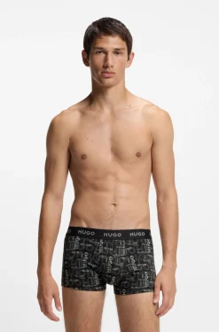 Three-pack of logo-waistband trunks in stretch cotton