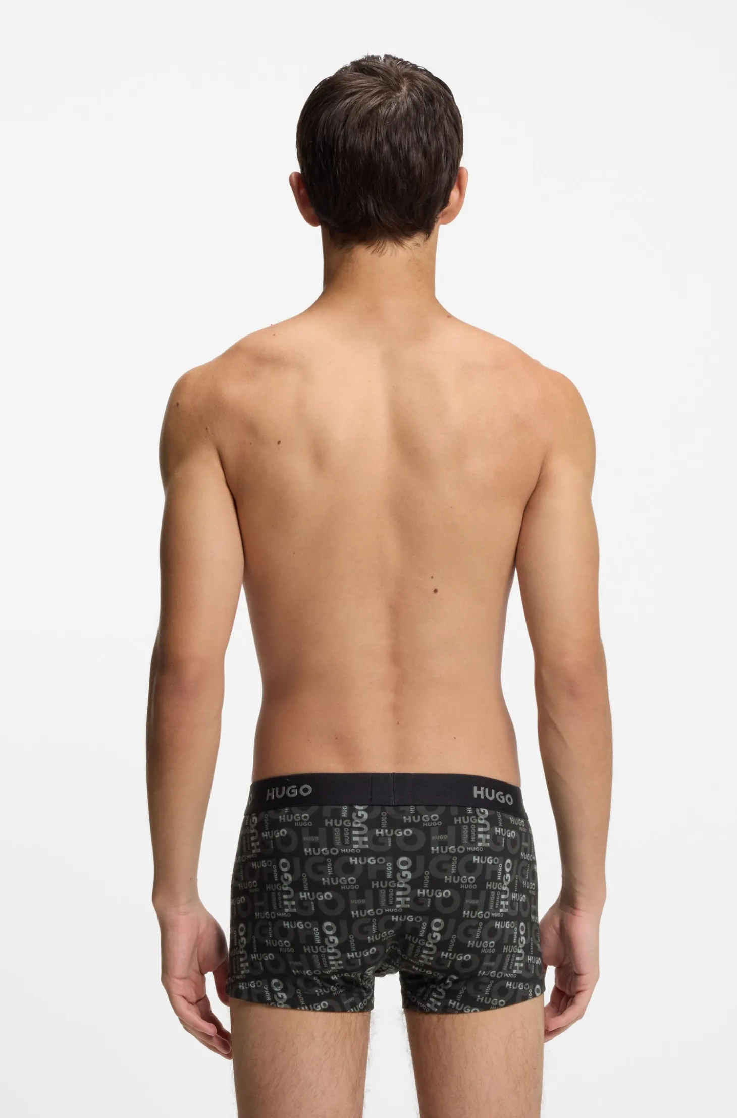 Three-pack of logo-waistband trunks in stretch cotton