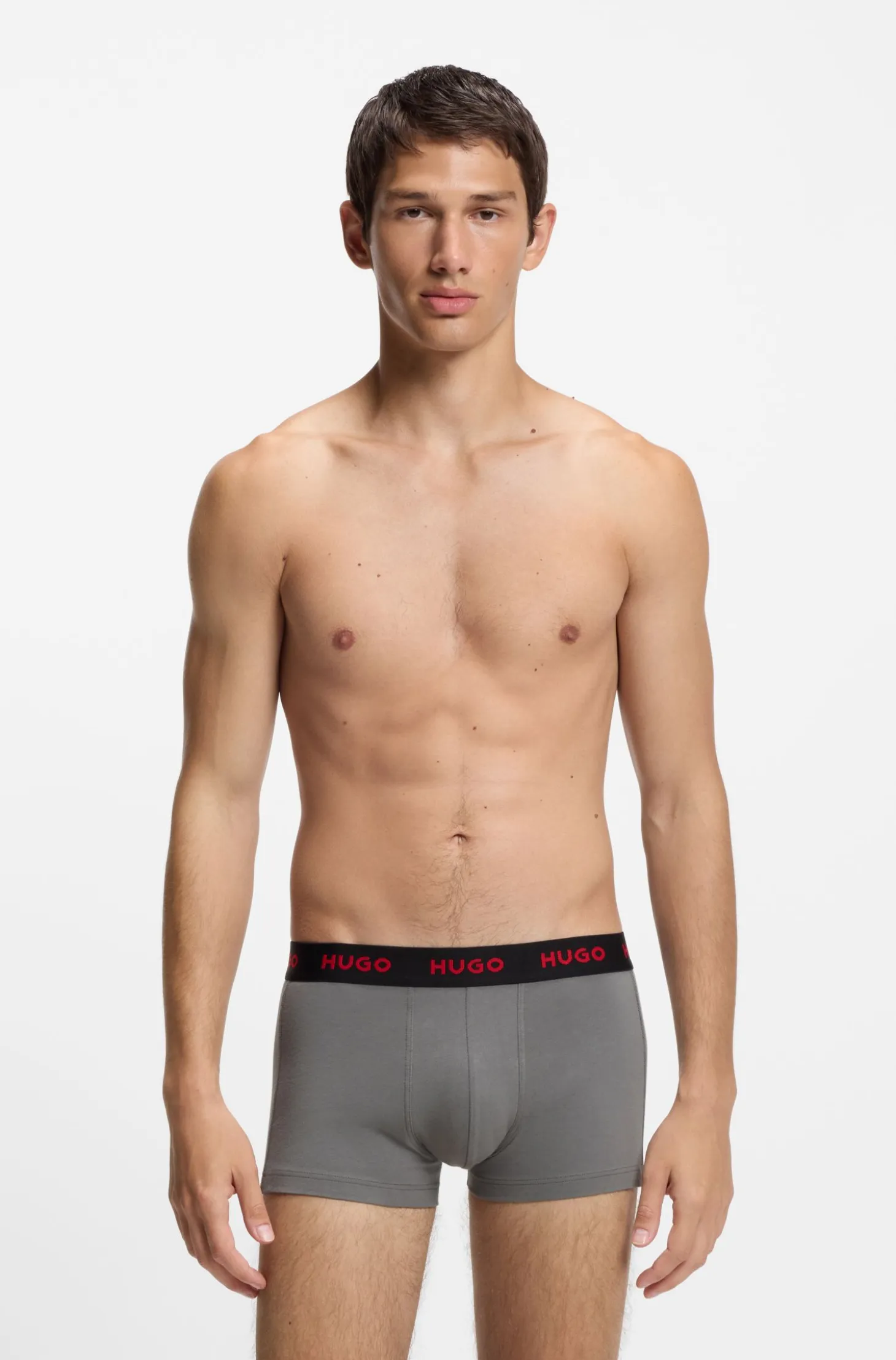 Three-pack of logo-waistband trunks in stretch cotton