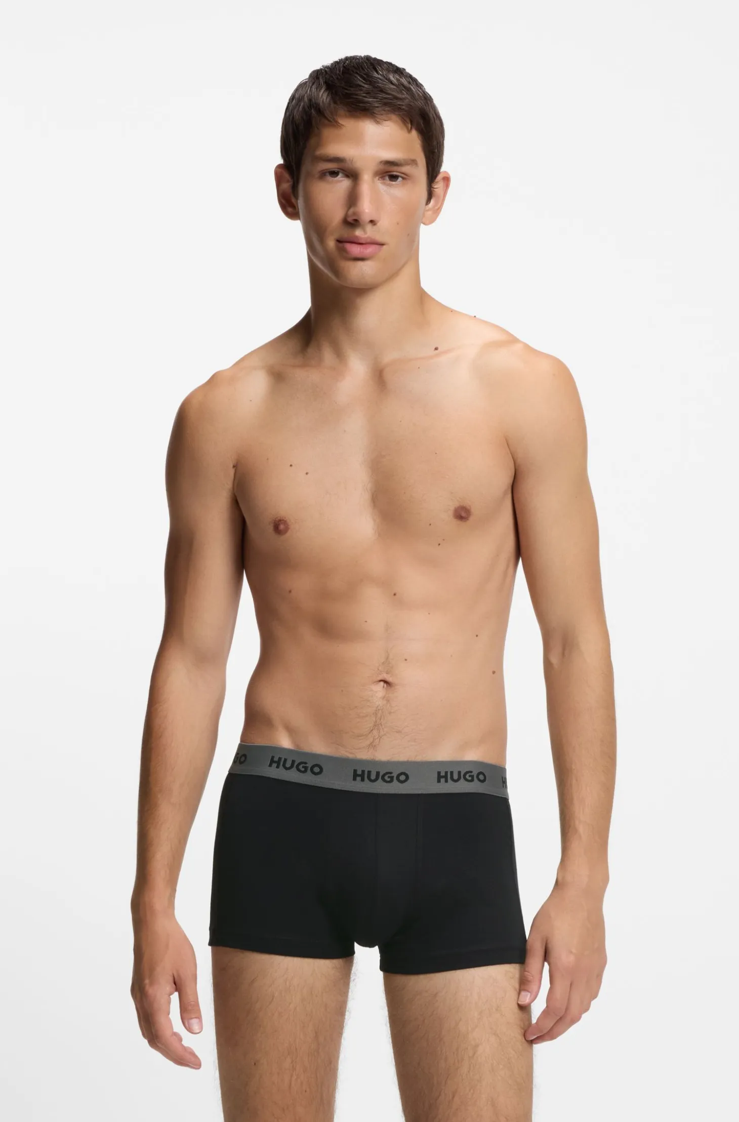 Three-pack of logo-waistband trunks in stretch cotton