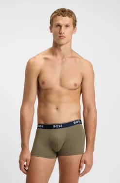 Three-pack of logo-waistband trunks in cotton