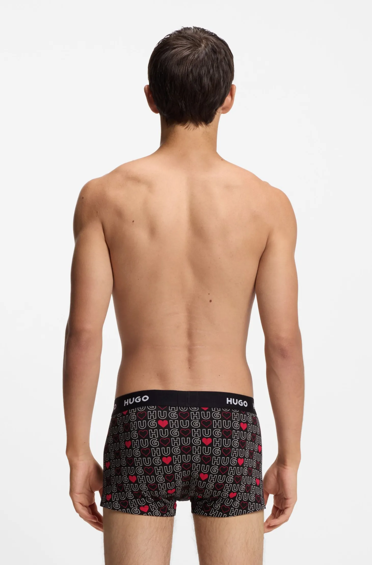 Three-pack of logo-waistband trunks in stretch cotton