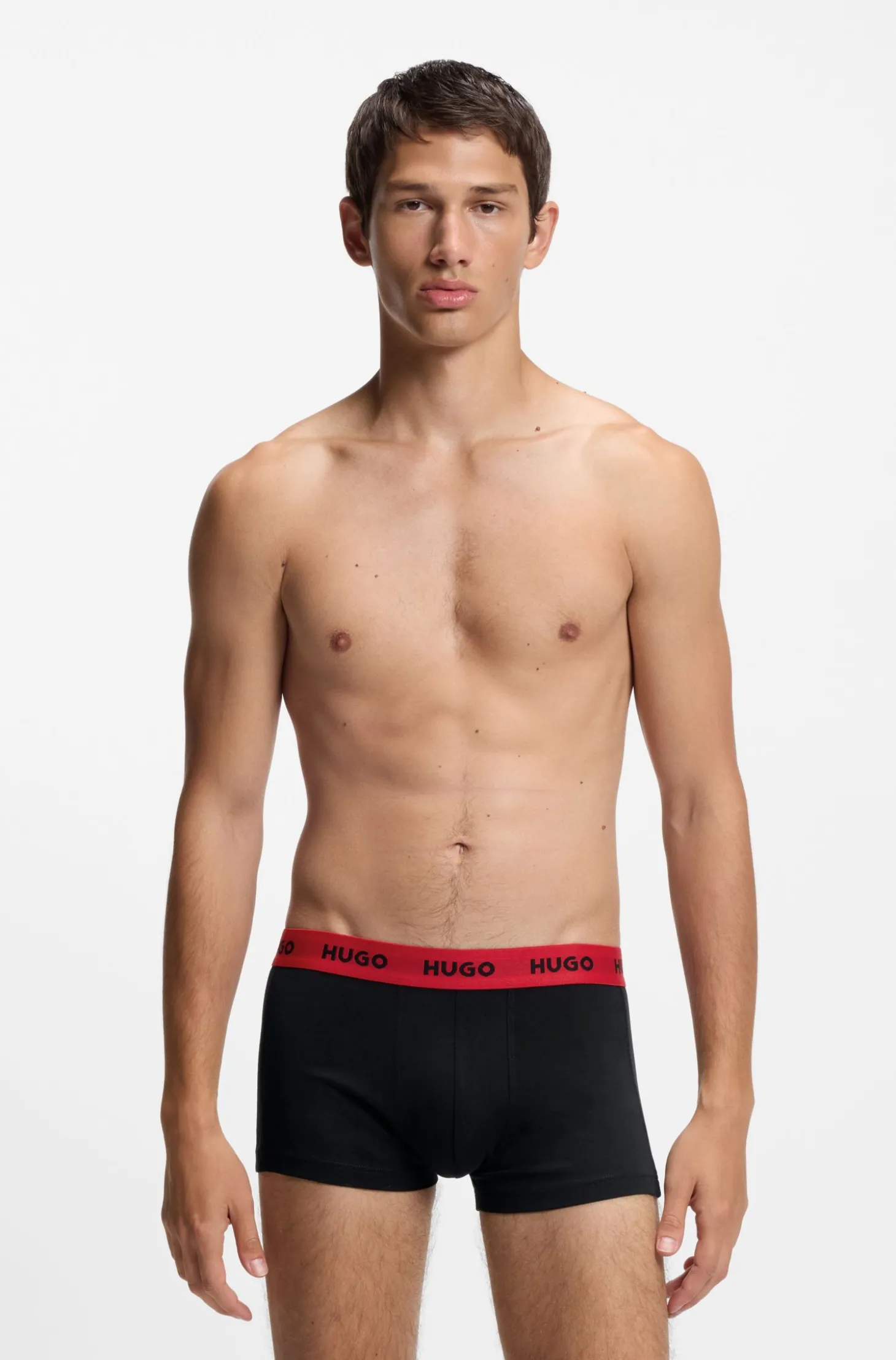 Three-pack of logo-waistband trunks in stretch cotton