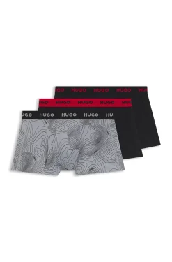 Three-pack of logo-waistband trunks in stretch cotton