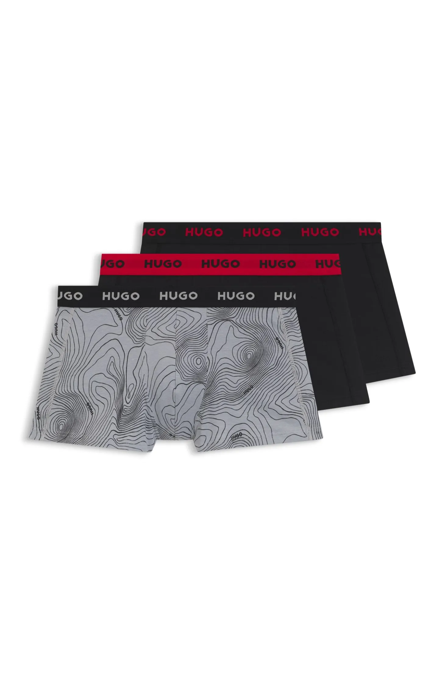 Three-pack of logo-waistband trunks in stretch cotton
