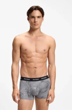 Three-pack of logo-waistband trunks in stretch cotton