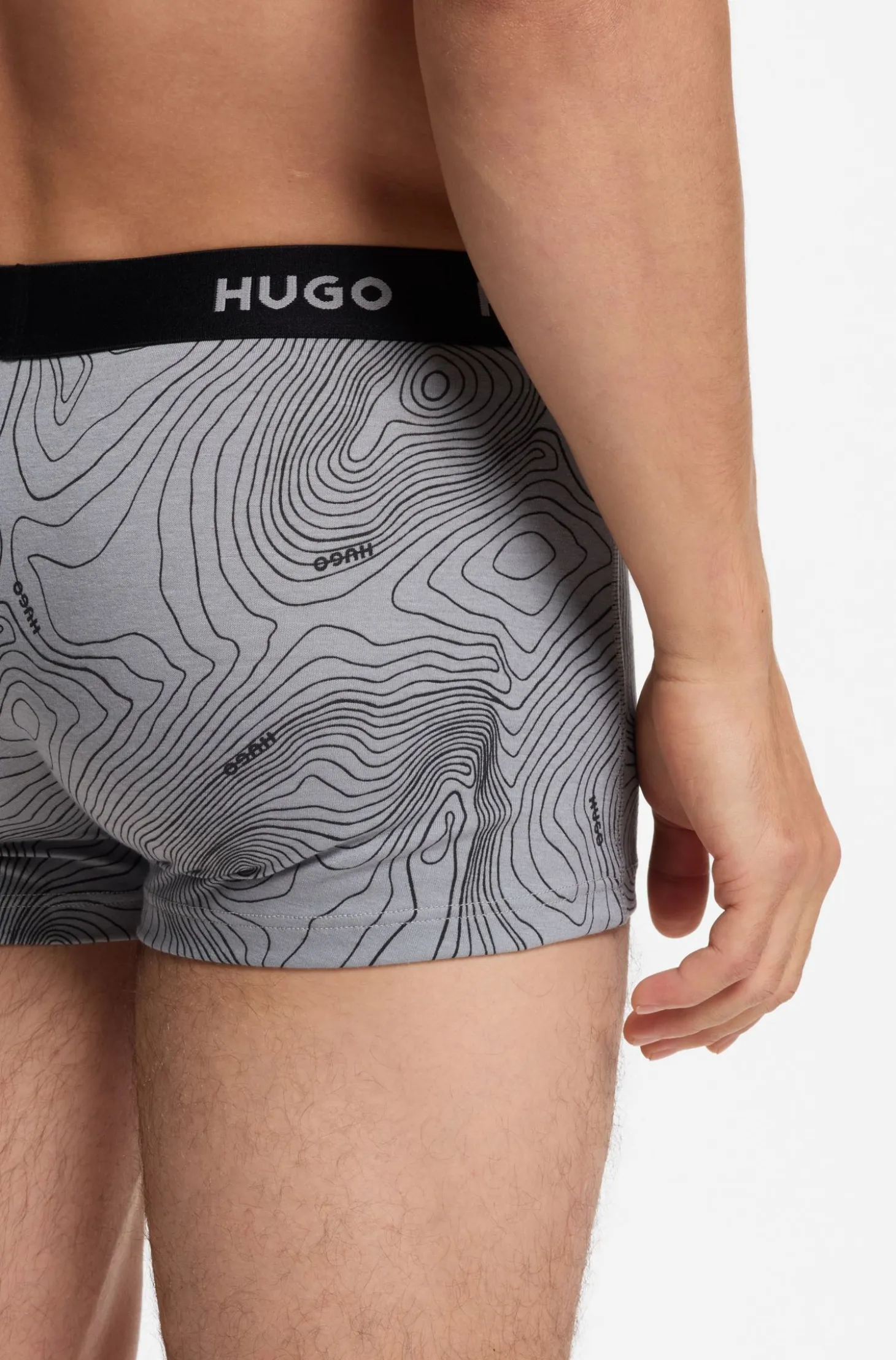Three-pack of logo-waistband trunks in stretch cotton