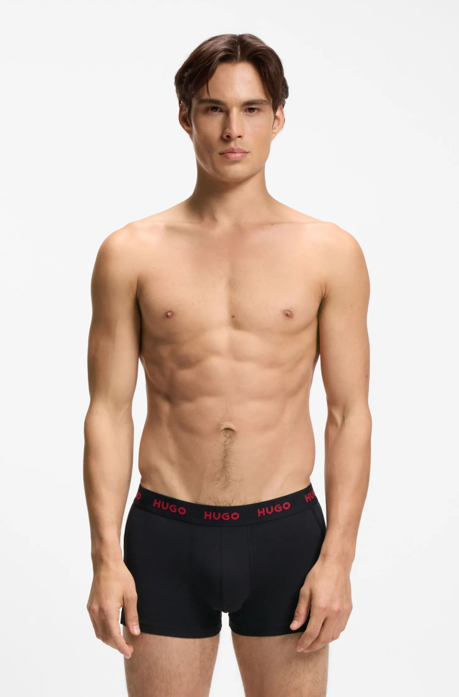 Three-pack of logo-waistband trunks in stretch cotton