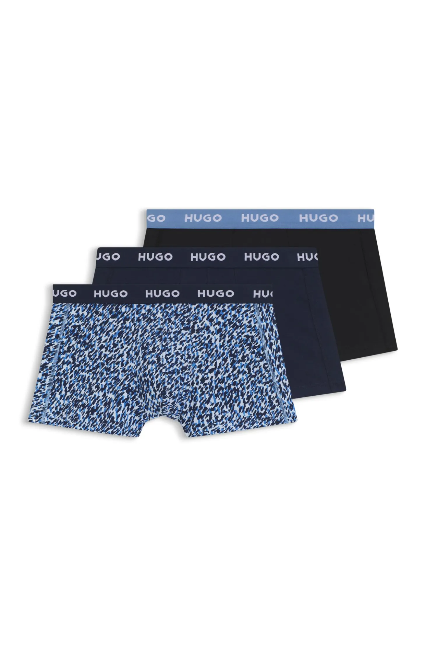 Three-pack of logo-waistband trunks in stretch cotton