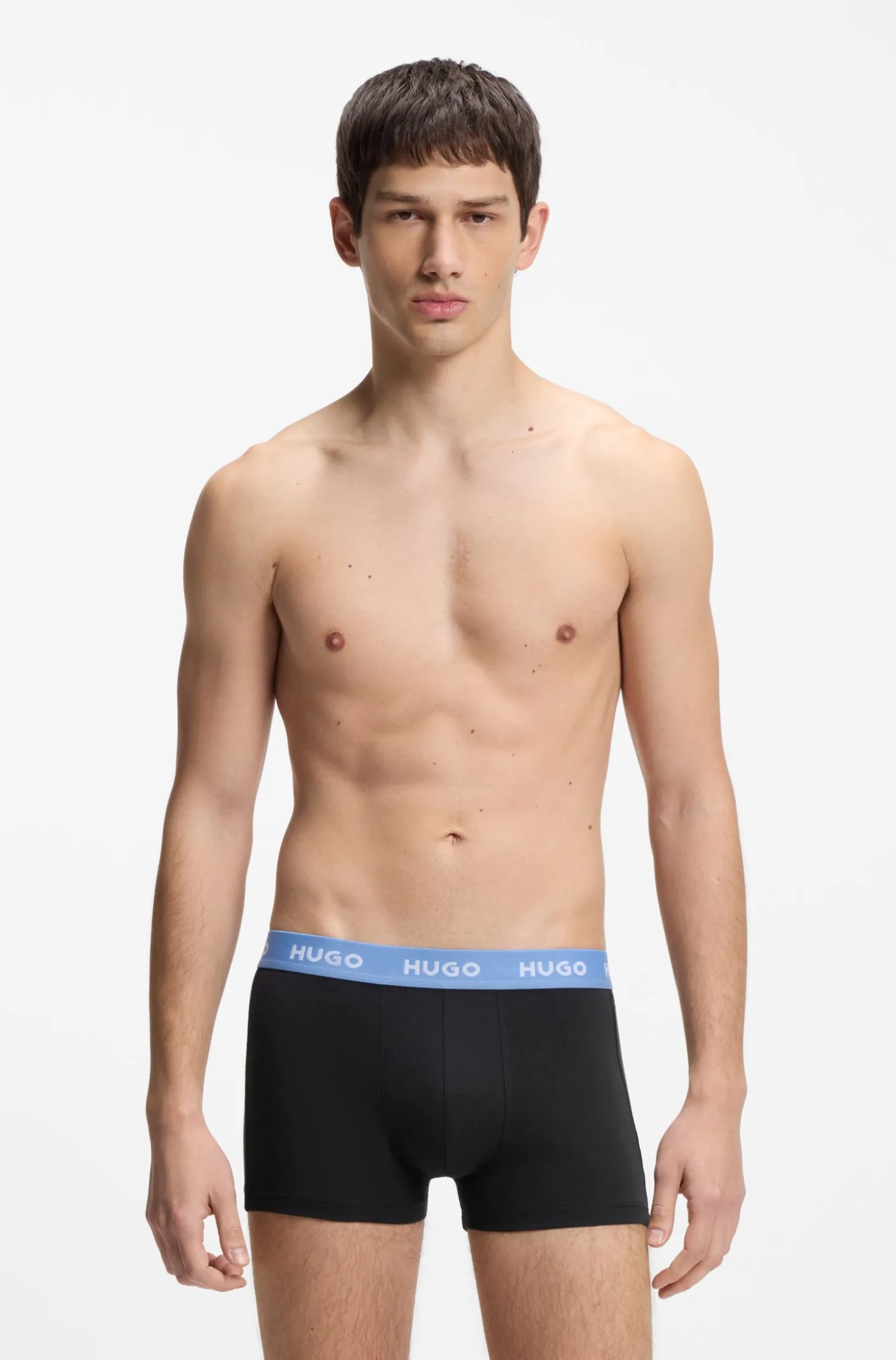 Three-pack of logo-waistband trunks in stretch cotton