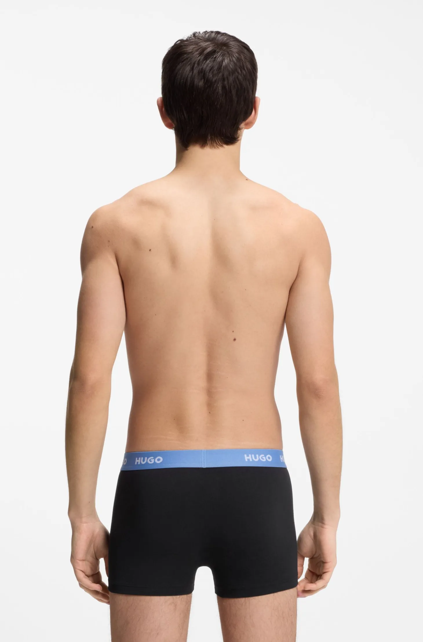 Three-pack of logo-waistband trunks in stretch cotton