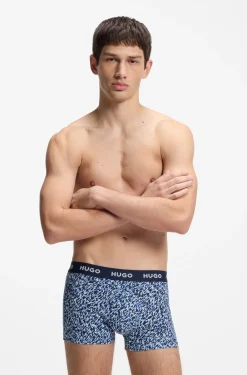 Three-pack of logo-waistband trunks in stretch cotton
