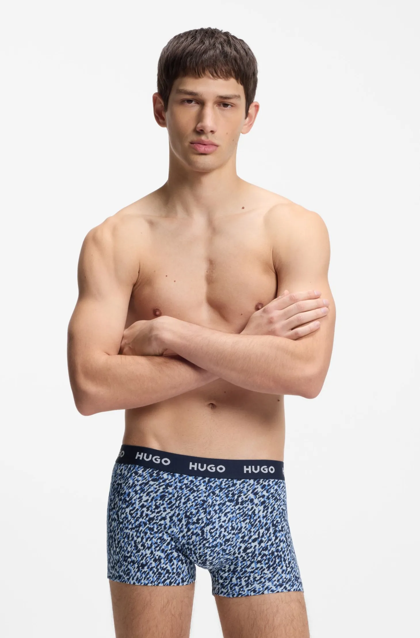 Three-pack of logo-waistband trunks in stretch cotton