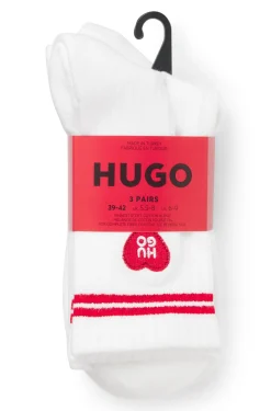 Three-pack of ribbed short socks with logos