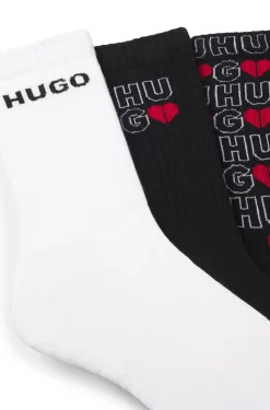 Three-pack of short-length socks with logos