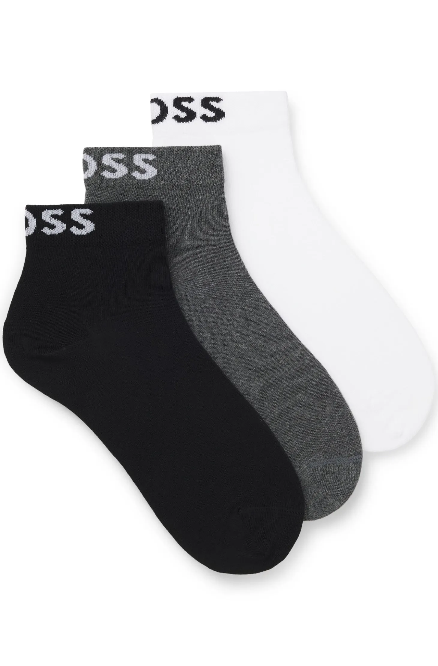 Three-pack of short-length socks with logos
