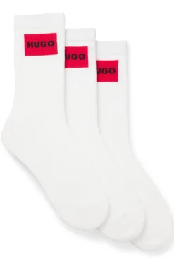 Three-pack of short socks with red logo labels