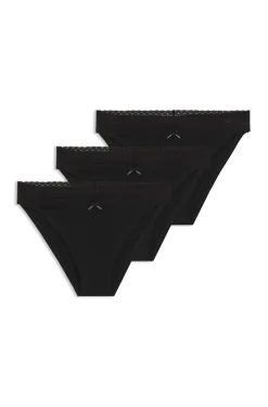 Three-pack of stretch-cotton briefs with lace trim