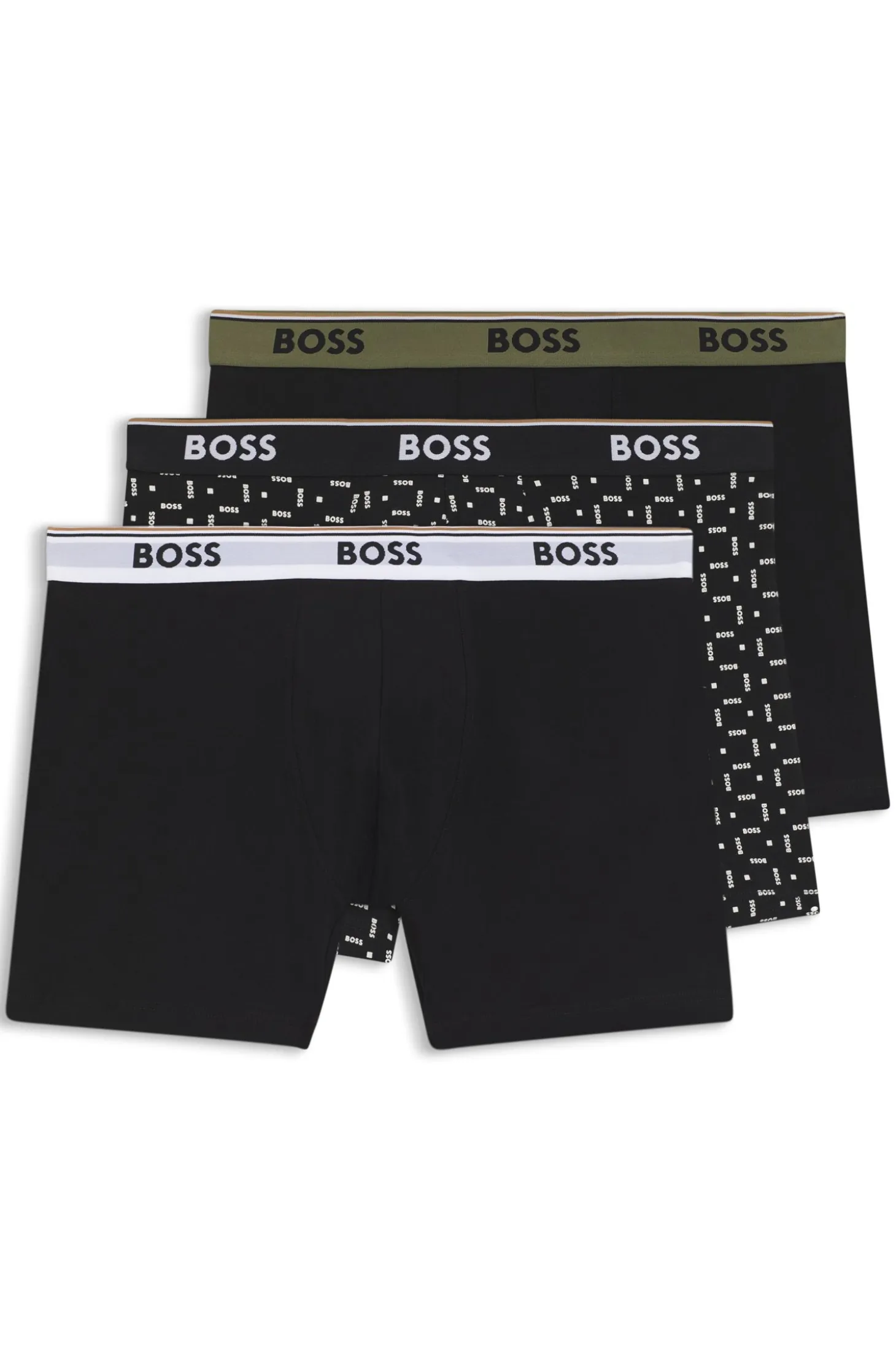 Three-pack of stretch-cotton logo-waistband boxer briefs