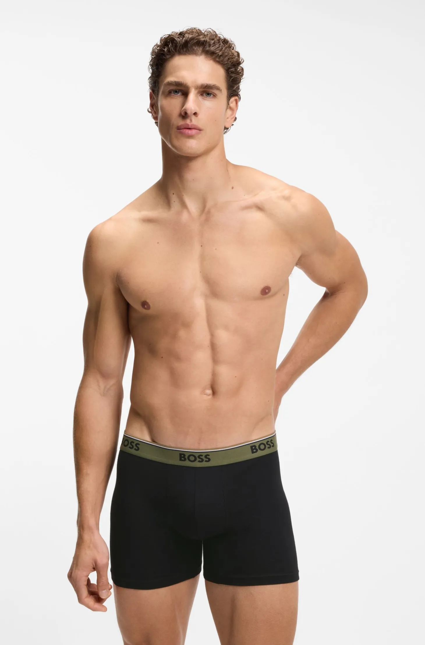 Three-pack of stretch-cotton logo-waistband boxer briefs