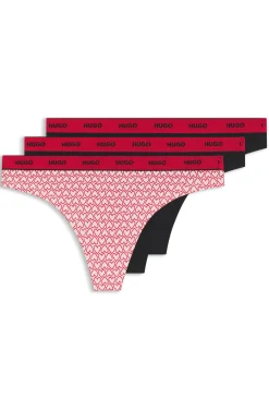 Three-pack of stretch-cotton thongs with logo details
