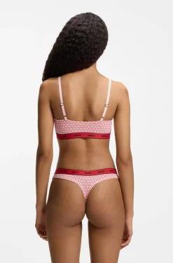 Three-pack of stretch-cotton thongs with logo details