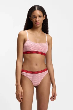 Three-pack of stretch-cotton thongs with logo details