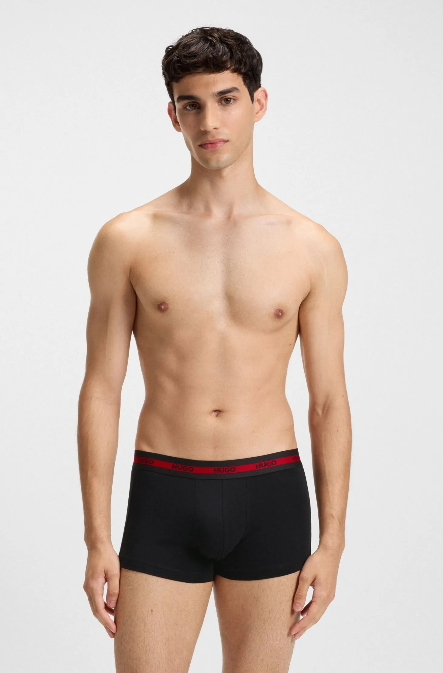 Three-pack of stretch-cotton trunks with logo waistbands