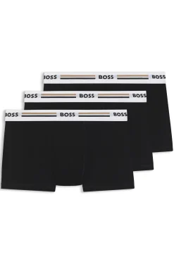 Three-pack of trunks with logo and stripe waistbands