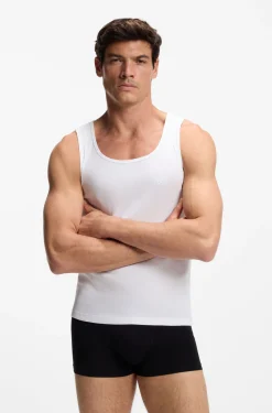 Three-pack of underwear vests in rib-knit cotton