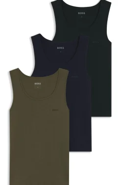 Three-pack of underwear vests in rib-knit cotton