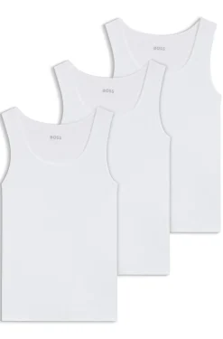 Three-pack of underwear vests in rib-knit cotton