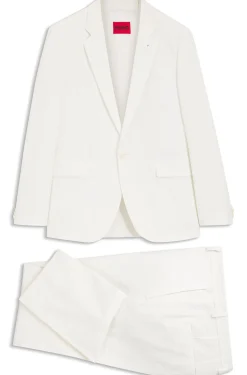 Three-piece extra-slim-fit suit in stretch-cotton seersucker