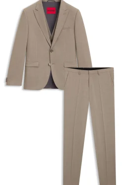 Three-piece extra-slim-fit suit in stretch dobby
