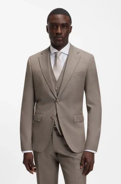Three-piece regular-fit suit in virgin-wool serge