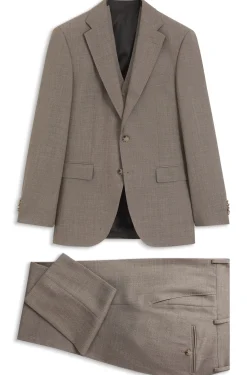 Three-piece regular-fit suit in virgin-wool serge