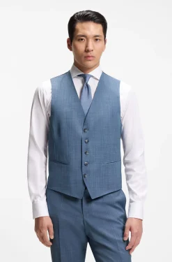 Three-piece regular-fit suit in patterned virgin wool