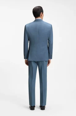 Three-piece regular-fit suit in patterned virgin wool