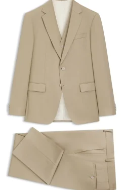 Three-piece slim-fit suit in virgin-wool serge