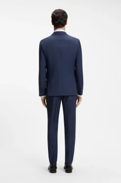 Three-piece slim-fit suit in virgin wool