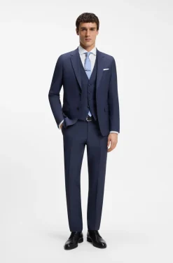 Three-piece slim-fit suit in virgin wool