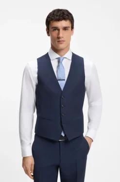Three-piece slim-fit suit in virgin wool