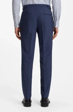 Three-piece slim-fit suit in wool-blend poplin