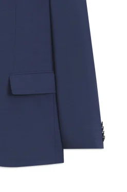 Three-piece slim-fit suit in wool-blend poplin