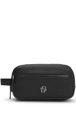 Toiletry case in structured twill with logo