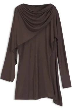 Top in draped jersey with scarf detail