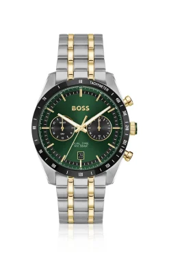 TOURMASTER Green-dial watch with two-tone bracelet