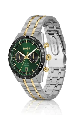 TOURMASTER Green-dial watch with two-tone bracelet