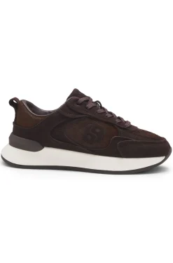 Trainers in suede and calf-hair leather